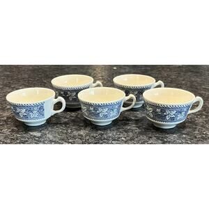 5 Homer Laughlin Stratwood Collection Shakespeare Country Blue Leaves Flat Cups